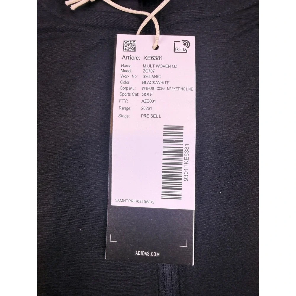 Adidas Ultimate Woven Quarter-Zip Pullover Men Medium Black NEW Quarter Zip Golf